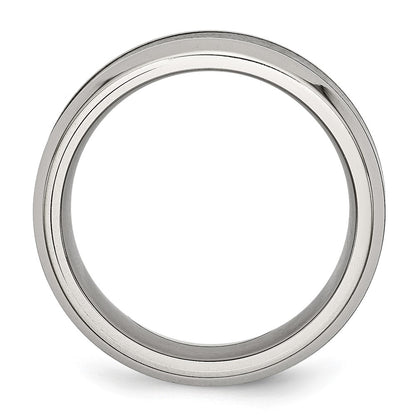 Chisel Stainless Steel Base with Brushed Black Ceramic Center Beveled Band
