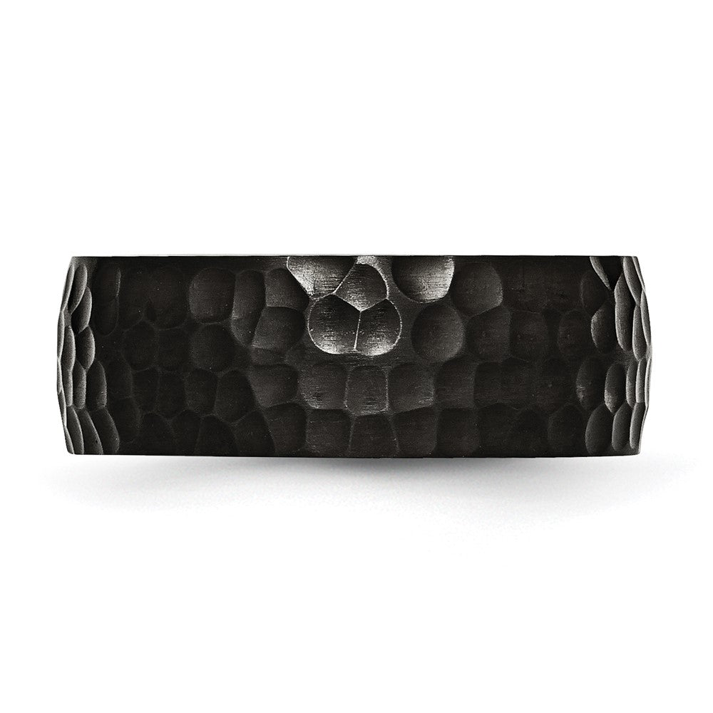 Chisel Stainless Steel Hammered Black IP-plated 8mm Band
