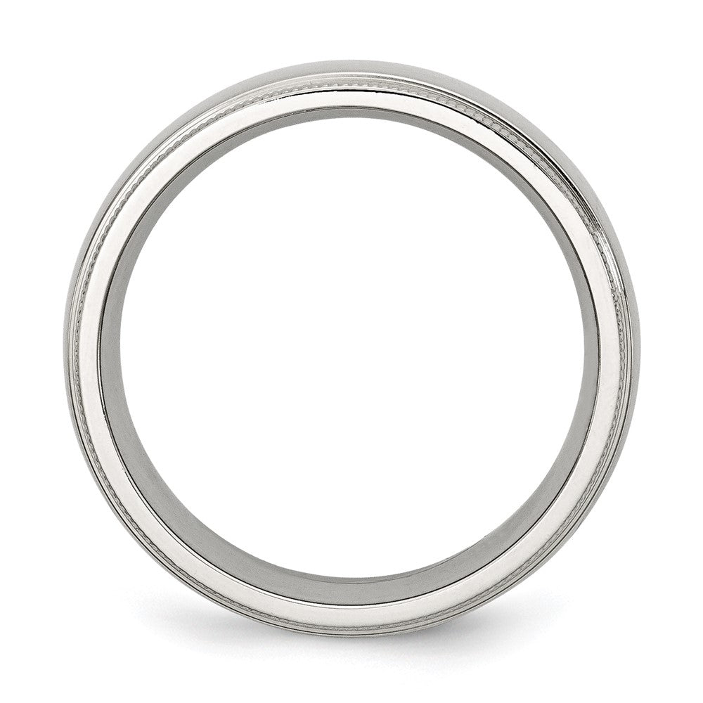 Chisel Stainless Steel Polished 8mm Grooved and Beaded Band