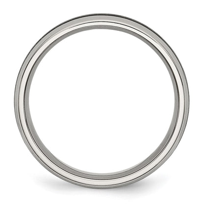 Chisel Stainless Steel Polished with Black Carbon Fiber Inlay 6mm Band