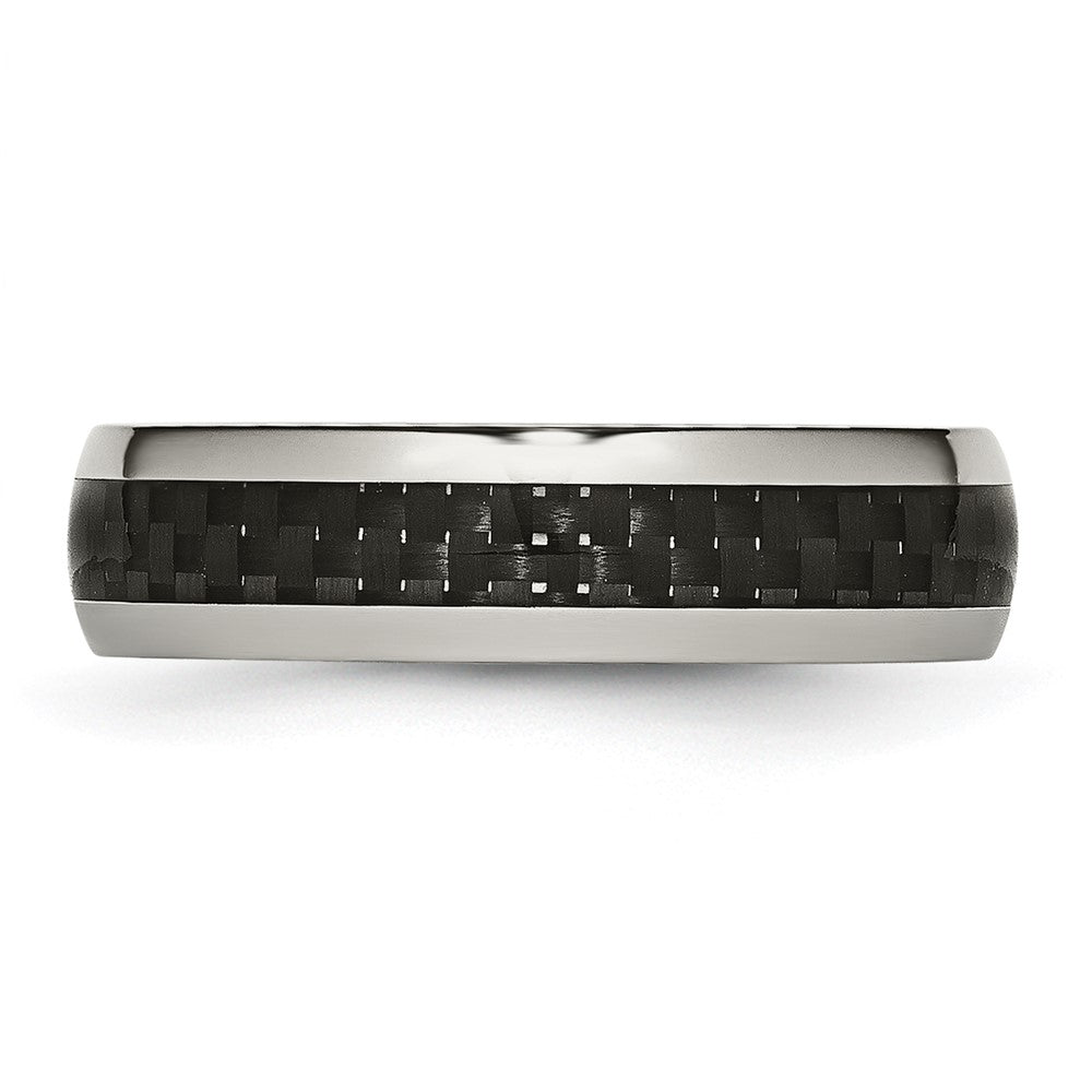 Chisel Stainless Steel Polished with Black Carbon Fiber Inlay 6mm Band