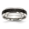 Chisel Stainless Steel Polished with Black Carbon Fiber Inlay 6mm Band