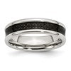 Chisel Stainless Steel Polished with Black Carbon Fiber Inlay 6mm Band