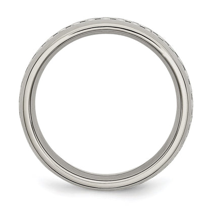 Chisel Stainless Steel Polished with Grey Carbon Fiber Inlay 6mm Band