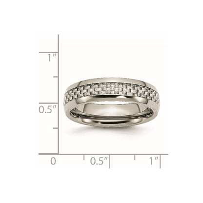 Chisel Stainless Steel Polished with Grey Carbon Fiber Inlay 6mm Band