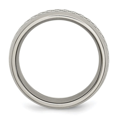 Chisel Stainless Steel Polished with Grey Carbon Fiber Inlay 8mm Band