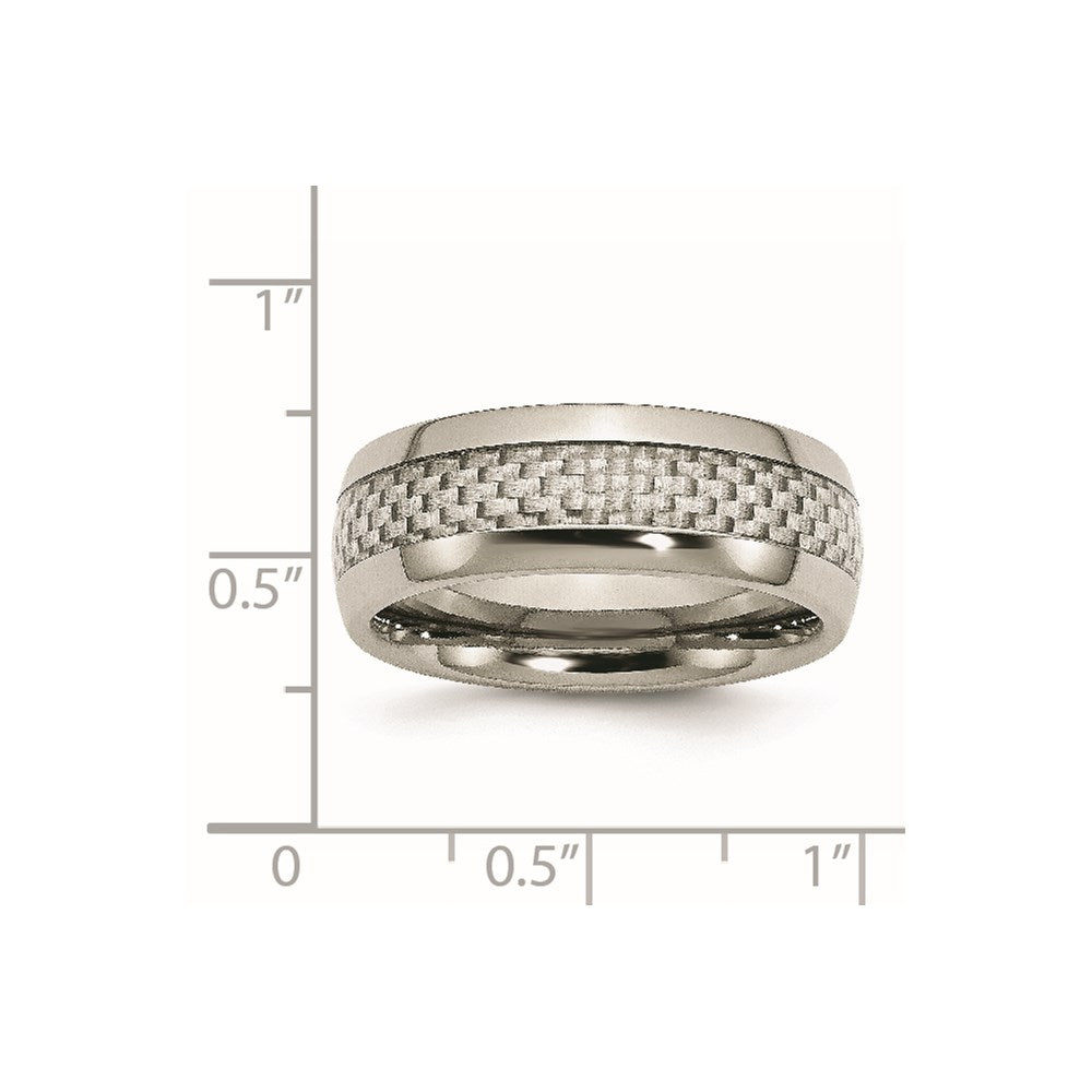 Chisel Stainless Steel Polished with Grey Carbon Fiber Inlay 8mm Band