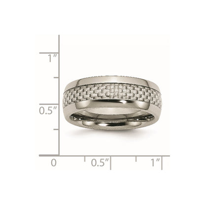 Chisel Stainless Steel Polished with Grey Carbon Fiber Inlay 8mm Band