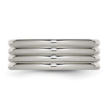 Chisel Stainless Steel Polished 8mm Grooved Band