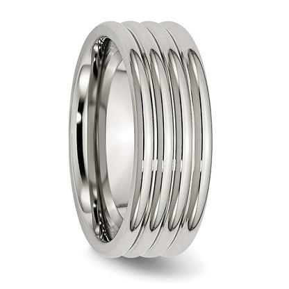 Chisel Stainless Steel Polished 8mm Grooved Band