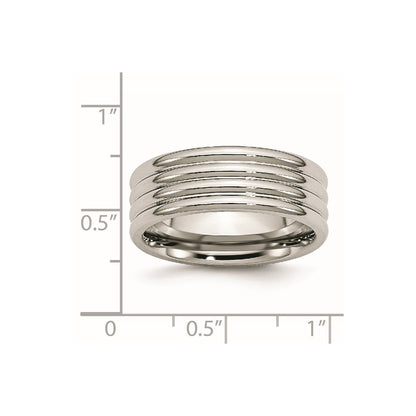 Chisel Stainless Steel Polished 8mm Grooved Band