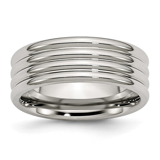 Chisel Stainless Steel Polished 8mm Grooved Band