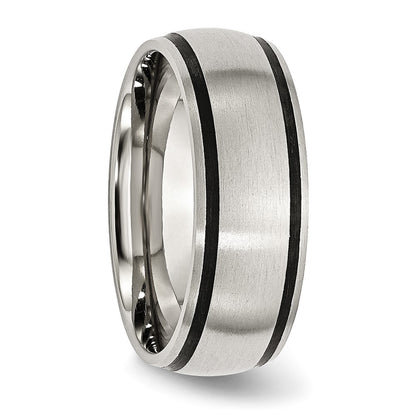 Chisel Stainless Steel Brushed with Black Rubber 8mm Band