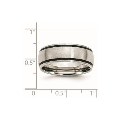 Chisel Stainless Steel Brushed with Black Rubber 8mm Band