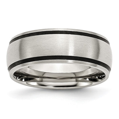 Chisel Stainless Steel Brushed with Black Rubber 8mm Band