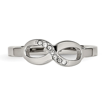Chisel Stainless Steel Polished Infinity Symbol with CZ Ring