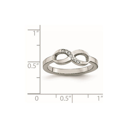Chisel Stainless Steel Polished Infinity Symbol with CZ Ring