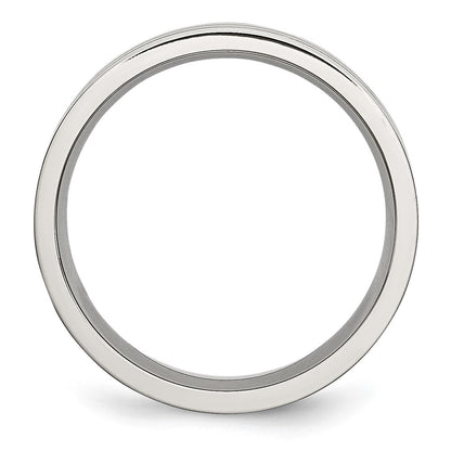 Chisel Stainless Steel Polished with Satin Center 6mm Grooved Band