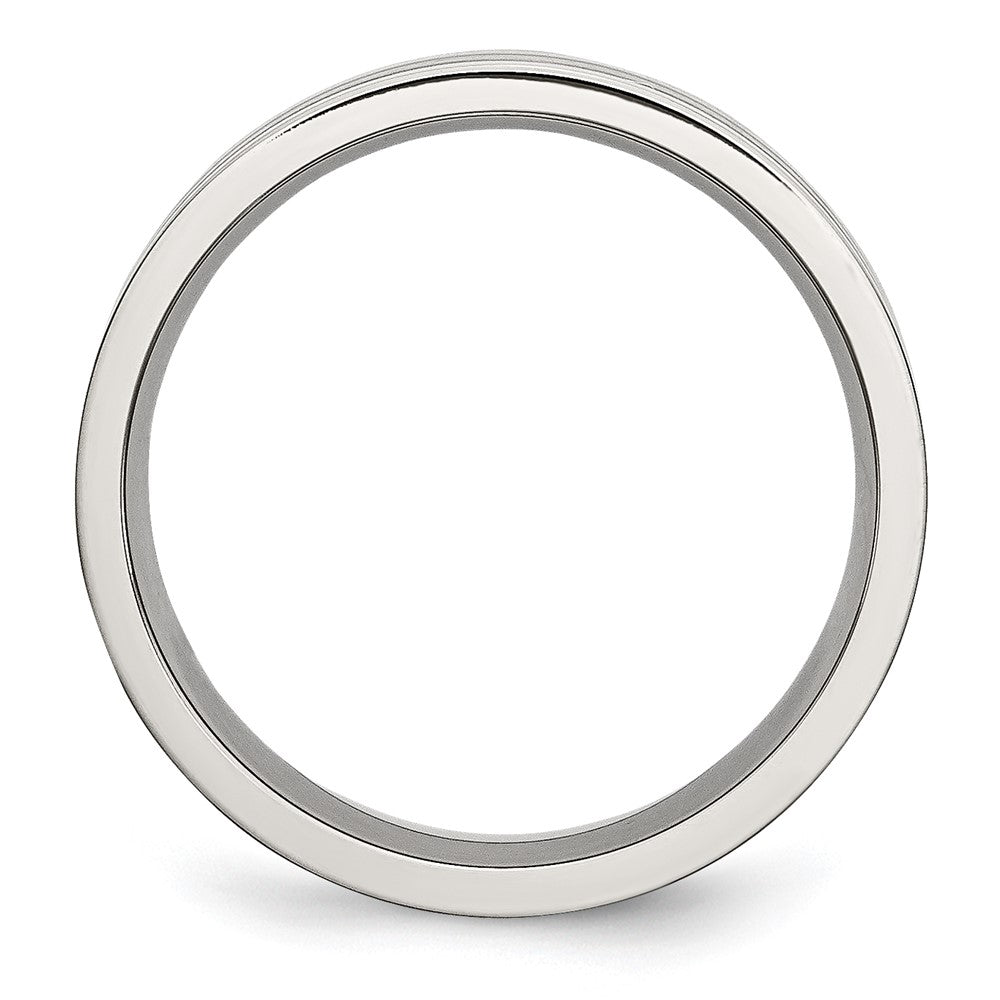 Chisel Stainless Steel Polished with Satin Center 6mm Grooved Band