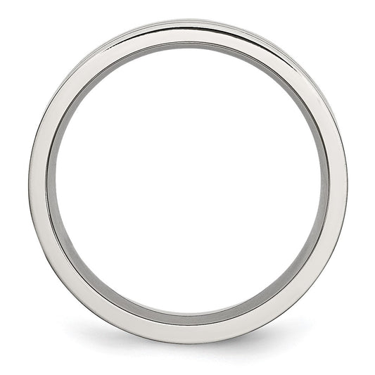 Chisel Stainless Steel Polished with Satin Center 6mm Grooved Band
