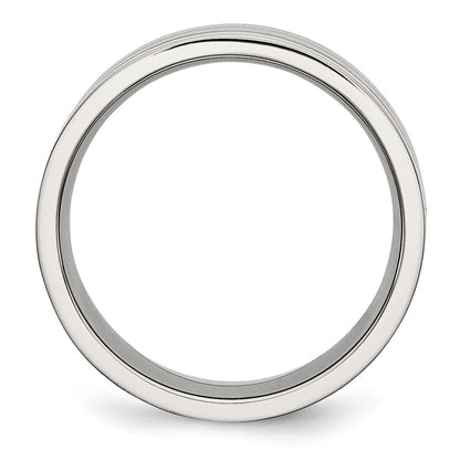 Chisel Stainless Steel Polished with Satin Center 8mm Grooved Band