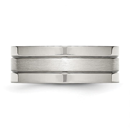 Chisel Stainless Steel Polished with Satin Center 8mm Grooved Band