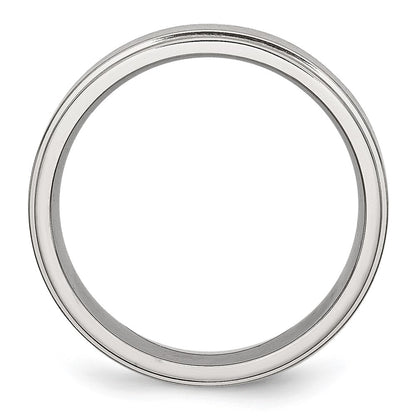 Chisel Stainless Steel Polished with Brushed Center 6mm Ridged Edge Band