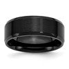 Chisel Stainless Steel Polished Brushed Center Black IP-plated 8mm Beveled Edge Band