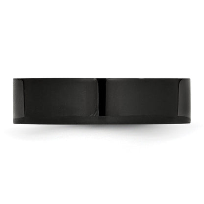 Chisel Stainless Steel Polished Black IP-plated 6mm Flat Band