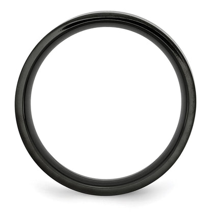 Chisel Stainless Steel Brushed Black IP-plated 6mm Flat Band