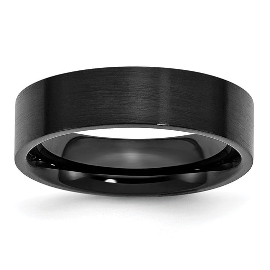 Chisel Stainless Steel Brushed Black IP-plated 6mm Flat Band