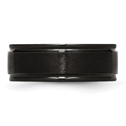 Chisel Stainless Steel Polished with Brushed Center Black IP-plated 8mm Band