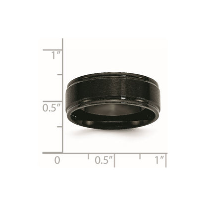 Chisel Stainless Steel Polished with Brushed Center Black IP-plated 8mm Band