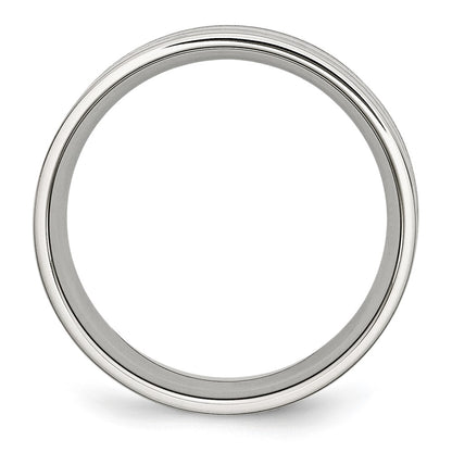Chisel Stainless Steel Polished with Double Row Black Carbon Fiber Inlay 8mm Band