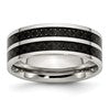 Chisel Stainless Steel Polished with Double Row Black Carbon Fiber Inlay 8mm Band