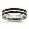 Chisel Stainless Steel Polished with Double Row Black Carbon Fiber Inlay 6mm Band