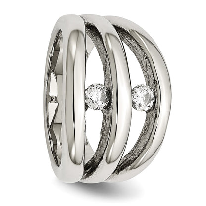 Chisel Stainless Steel Polished CZ Ring