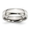 Chisel Stainless Steel with Sterling Silver Inlay Polished 6mm Band