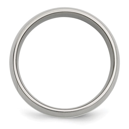 Chisel Stainless Steel with Sterling Silver Inlay Polished 8mm Band