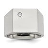 Chisel Stainless Steel Polished CZ Signet Ring