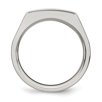 Chisel Stainless Steel Brushed and Polished with Black CZ Ring