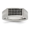 Chisel Stainless Steel Brushed and Polished with Black CZ Ring