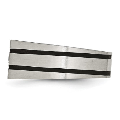 Chisel Stainless Steel Brushed Black IP-plated with CZ Signet Ring