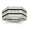 Chisel Stainless Steel Brushed Black IP-plated with CZ Signet Ring
