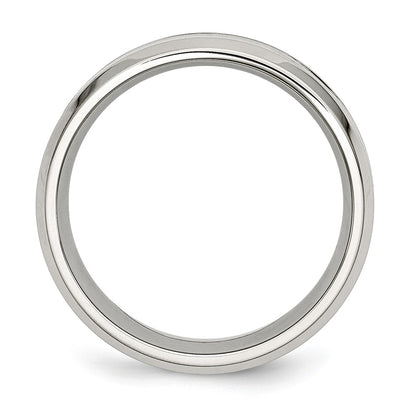 Chisel Stainless Steel Polished with Koa Wood Inlay Enameled 8mm Band
