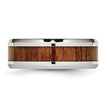 Chisel Stainless Steel Polished Red/Orange Koa Wood Enameled 8mm Band