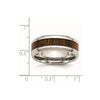 Chisel Stainless Steel Polished with Brown Koa Wood Inlay Enameled 8mm Band