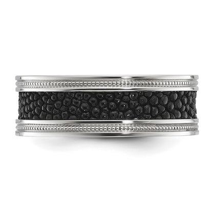 Chisel Stainless Steel Polished with Genuine Stingray Textured 8mm Band