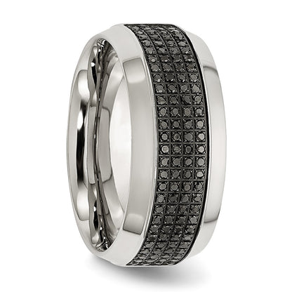Chisel Stainless Steel Polished 1/3 Carat Black Diamond 10mm Band