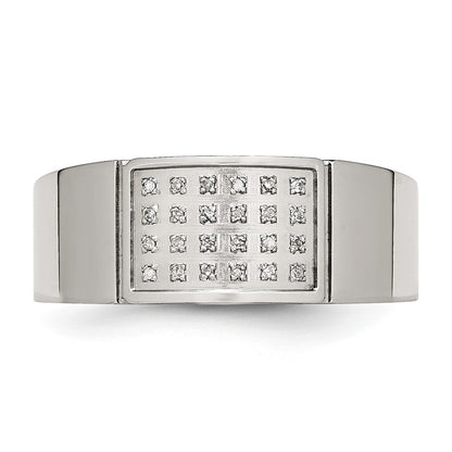 Chisel Stainless Steel Polished 1/10 Carat Diamond 9.5mm Band